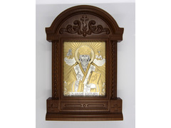 Икона "Святой Николай Чудотворец" в полукруглом фигурном киоте АКФ-6